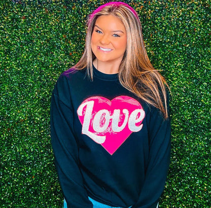 Hot Pink Love Shiny Sweatshirt