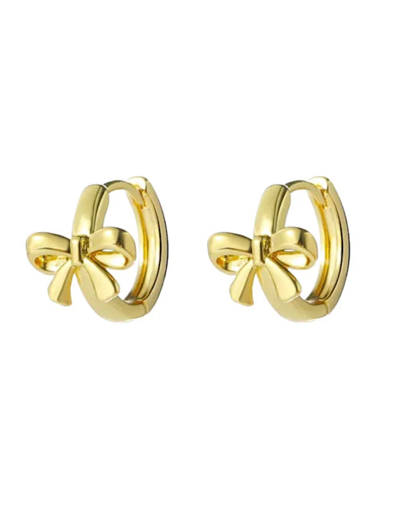 Gold Bow Huggie Earrings