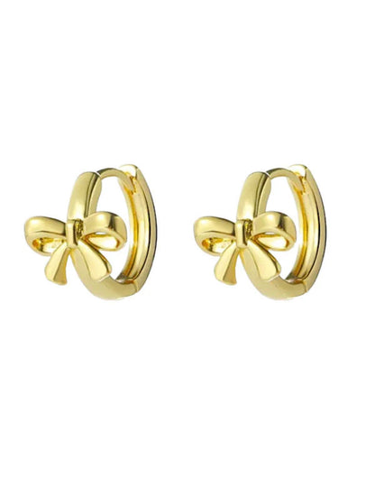 Gold Bow Huggie Earrings