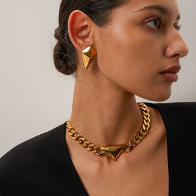 Stainless Steel 18K Gold-Plated Geometric Earrings