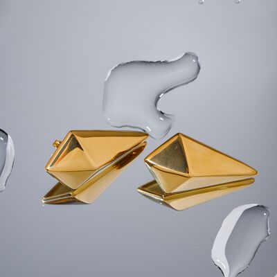Stainless Steel 18K Gold-Plated Geometric Earrings